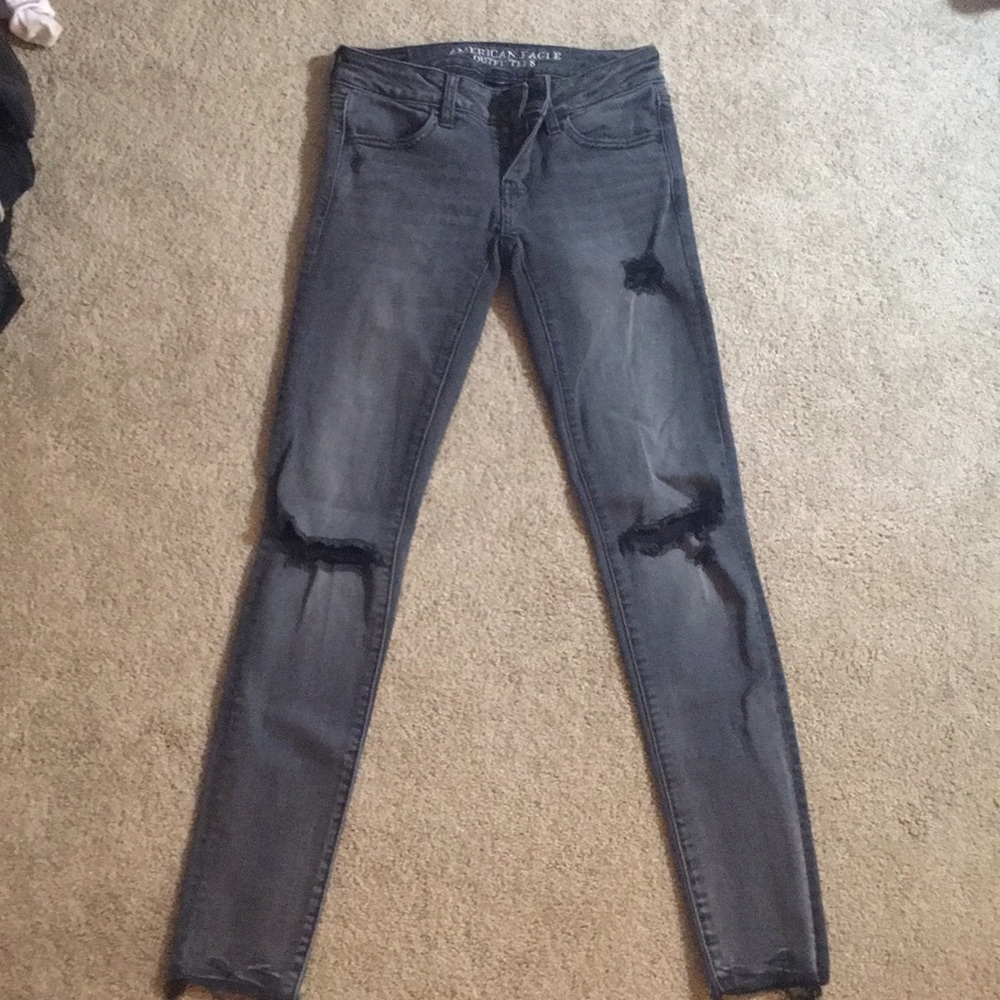 American eagle charcoal ripped jeans